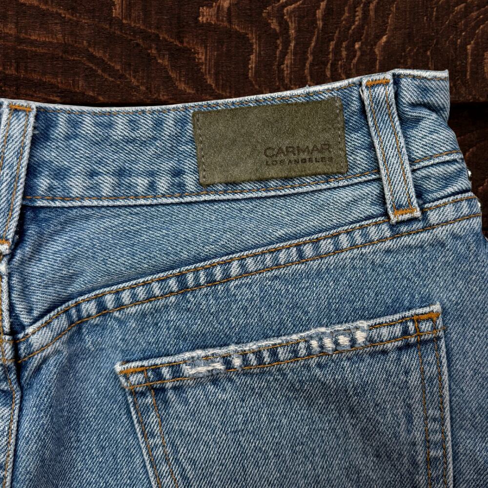 Carmar Denim Distressed Studded Mini Skirt Medium Wash Size 27 - Picture 4 of 9